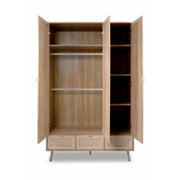 Armoire Bali 60B avec 3 portes et 3 tiroirs effet cannage