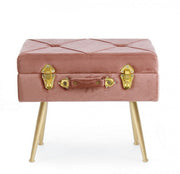 Tabouret avec bac en velours Vieux Rose POLINA 50x34x h42 cm