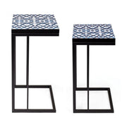 Ensemble de 2 tables basses NEAPOLIS en acier avec plateau en mdf décoré avec impression 62,5h 56h cm