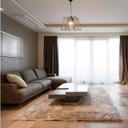 Lustre suspension en métal noir et corde 25x h55 cm