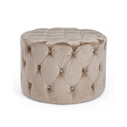Pouf velours gris tourterelle LORELLA diamètre 60x h42 cm