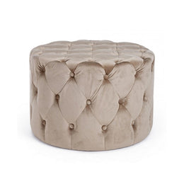 Pouf velours gris tourterelle LORELLA diamètre 60x h42 cm