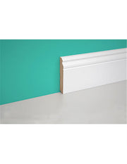 Plinthe élégante de style baroque, en MDF blanc, aux dimensions de 18x100 mm et hauteur de 2250 mm, produite par la célèbre marque Pircher.