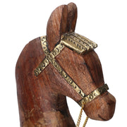 Cheval en bois recouvert de métal doré cm40x11h46