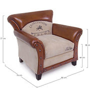 Fauteuil Charleston en cuir vintage beige