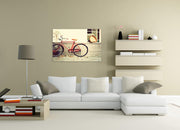 Tableau sur verre 70x70 cm avec toile multicolore