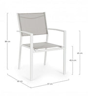 Chaise Hilde Blanc Nuage Avec Accoudoirs En Aluminium