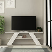 Porte ouverte TV 2 étagères vintage blanc 120x33.5x40 h cm