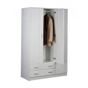 Armoire trois portes deux tiroirs blancs 115x52x H180 cm
