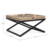 Table basse Tray avec plateau 90x90 cm