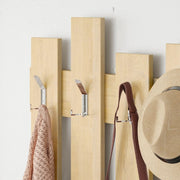 Porte-manteau mural Wave en chêne avec 8 patères