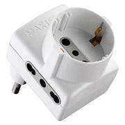 Prise triple adaptateur « gain de place » : 2X2P +T 16A Bypass Schuko. 1X2P+T Schuko