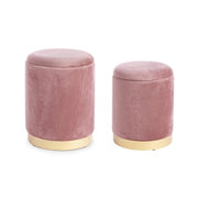 Lot de 2 Poufs en velours avec contenant POLINA Rose Antique