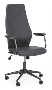 Fauteuil de bureau à dossier haut en similicuir noir Jamie