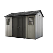 Petite maison en duotech effet bois gris à peindre 2 portes et 2 fenêtres 350x229xh.254 cm