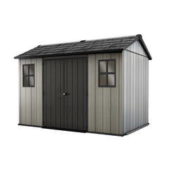 Petite maison en duotech effet bois gris à peindre 2 portes et 2 fenêtres 350x229xh.254 cm
