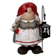 Nain en résine avec lanterne rouge 27,5x22h39 cm