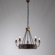 Lustre en fer Rouille Noir avec finition Or Empire cinq lumières 59x h52 cm