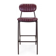 DEBBIE Tabouret de bar vintage simili cuir Bordeaux 44x51x h100 cm