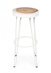 Tabouret de bar blanc en bois naturel en bois