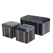 Coffre avec 2 bouffées de velours gris cm80x40h44