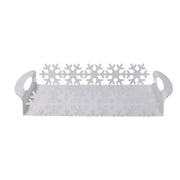 Plateau rectangulaire en métal flocon de neige blanc cm41x20h6,5