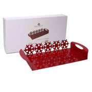 Plateau rectangulaire en métal flocon de neige rouge cm41x20h6,5