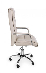 Fauteuil de bureau avec accoudoirs Queensland en éco-cuir gris tourterelle
