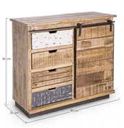 Buffet 1 porte 4 tiroirs Tudor cm 90 x 35 x 85 h