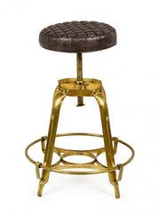 Tabouret en cuir vintage Mendez 71h cm