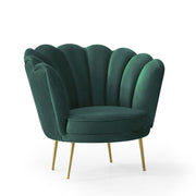 Fauteuil coquille Orel en velours vert émeraude