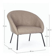 Fauteuil en velours taupe au style design