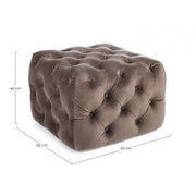 Pouf en velours gris tourterelle EVAN S 62x62x h46 cm