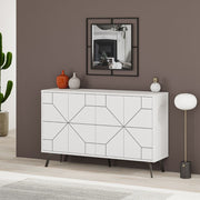 Meuble de rangement 4 portes Dune blanc L 123 x P 35 x H 77,4 cm