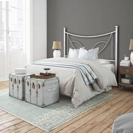 Lit en fer et demi carré avec cadre de lit en fer TULIP Blanc 126x202x h117 cm