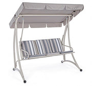 Rocking chair trois places en acier Ivoire GRELY 190x120x h185 cm