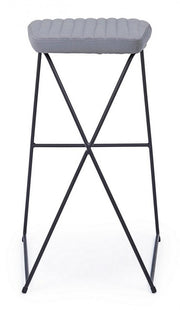 Tabouret de bar en acier et velours Gris KINSLEY 40x46 h76 cm