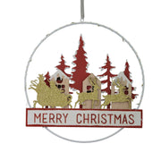 Guirlande led métal et bois écrit rouge cm24x3,5x40,5