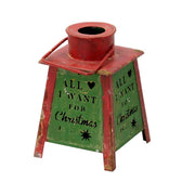 Lanterne de noël en métal rouge vert carré cm10,5x10,5h16