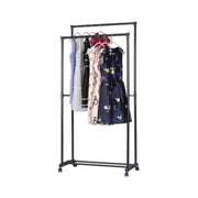 Cintre double noir avec roues portables 78,5 x 41 x 165 h