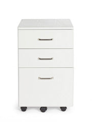 Commode de bureau en MDF avec trois tiroirs Frêne Blanc NADIR 40x44x h65 cm