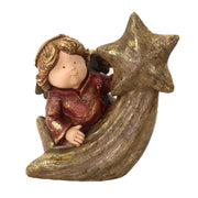 Ange en résine sur étoile dorée 18,5x13,5h22,5 cm