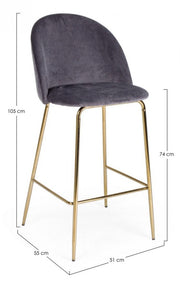Tabouret Bar Carry en velours gris foncé design contemporain