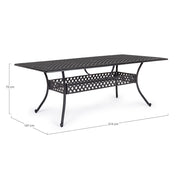 Table d'extérieur rectangulaire anthracite Ivrea 107 x 213 cm Iperbriko