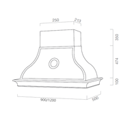 Hotte aspirante HERMITAGE en inox et structure bois 120 cm