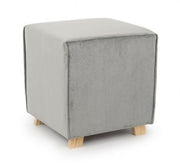 Pouf velours vintage gris clair ADELINE 40x40x h44 cm