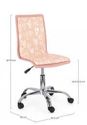Chaise de bureau en acier similicuir Young Hearts 42,5 x 40 x 87 cm