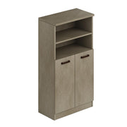 Meuble à chaussures polyvalent Clay en bois mélaminé 2 portes et 4 compartiments (2 internes et 2 ouverts) h130x71x38