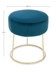 Pouf en velours bleu CLARISSA diamètre 35x h40 cm