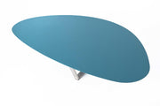 Table basse en mdf pétrole et base grise chromée 140x80x32h cm